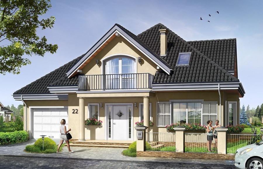 Красивый дом с балконом