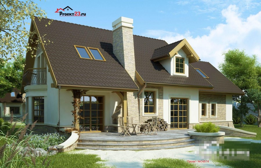 Красивые фасады домов с мансардой