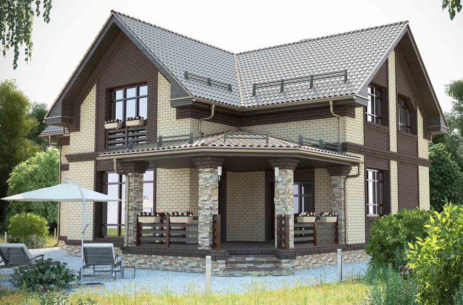 Дом с мансардой и балконом 120кв