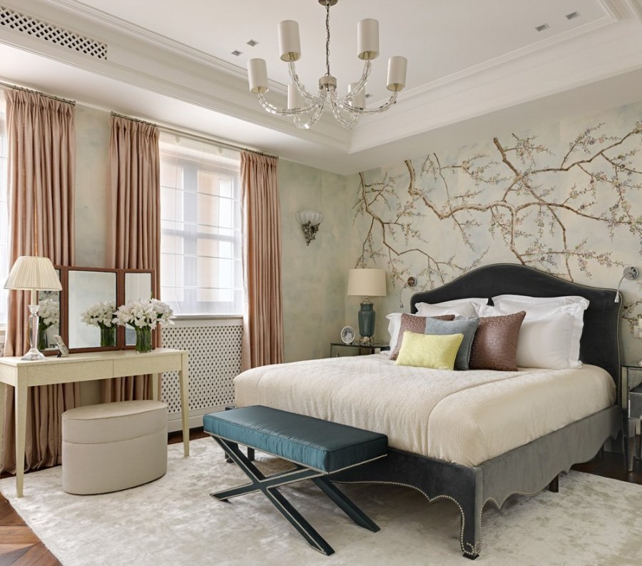 Современный классический интерьер спальни