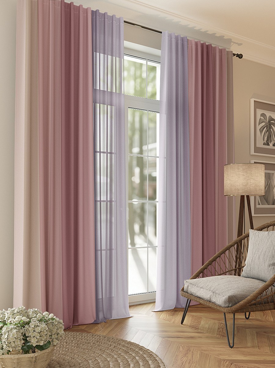 Портьеры 150х280 см. — 2 шт., тюль 75х280 см. — 2 шт.