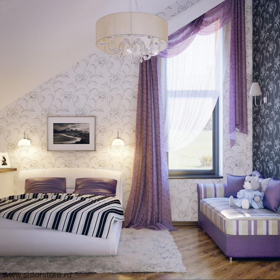 Спальня в сиреневых тонах