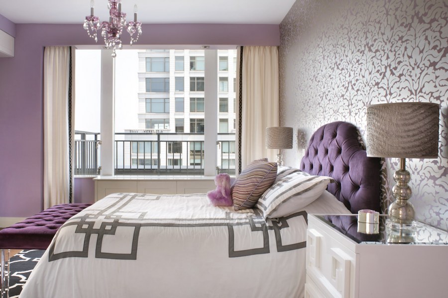 Сочетание цветов в интерьере спальни сиреневый