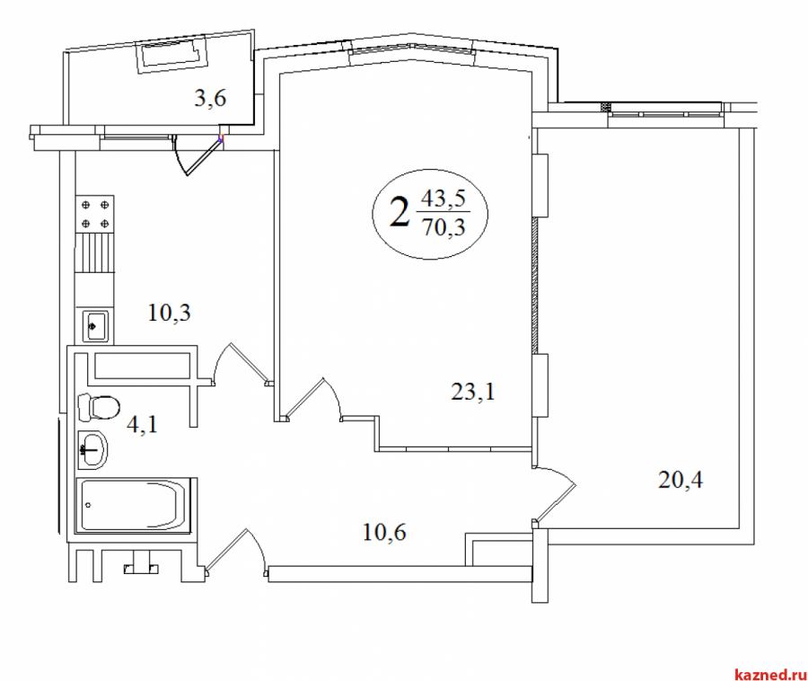 Планировка двушки Айвазовского