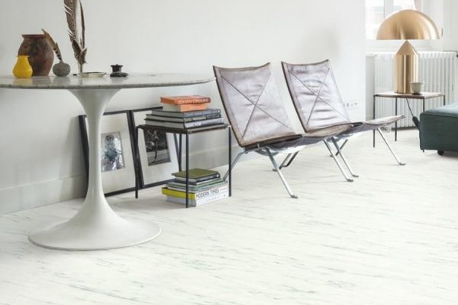 ПВХ-плитка quick Step Livyn Ambient Glue Plus AMGP 40136 мрамор Каррарский белый