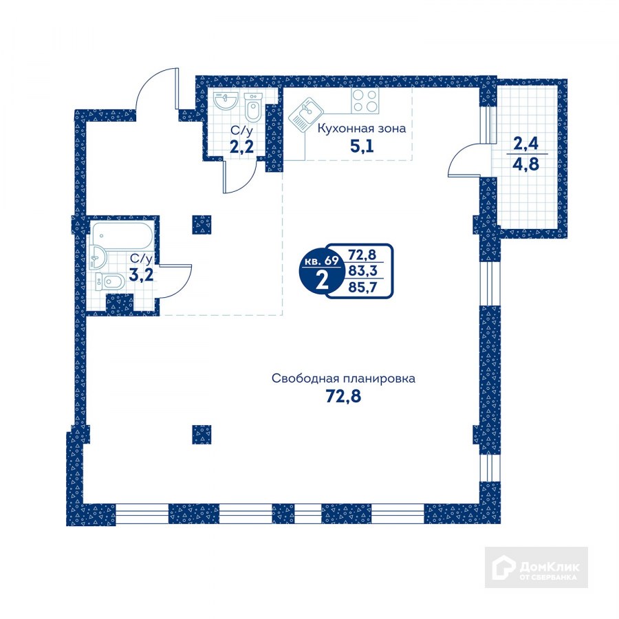 Интерьер свободной планировки
