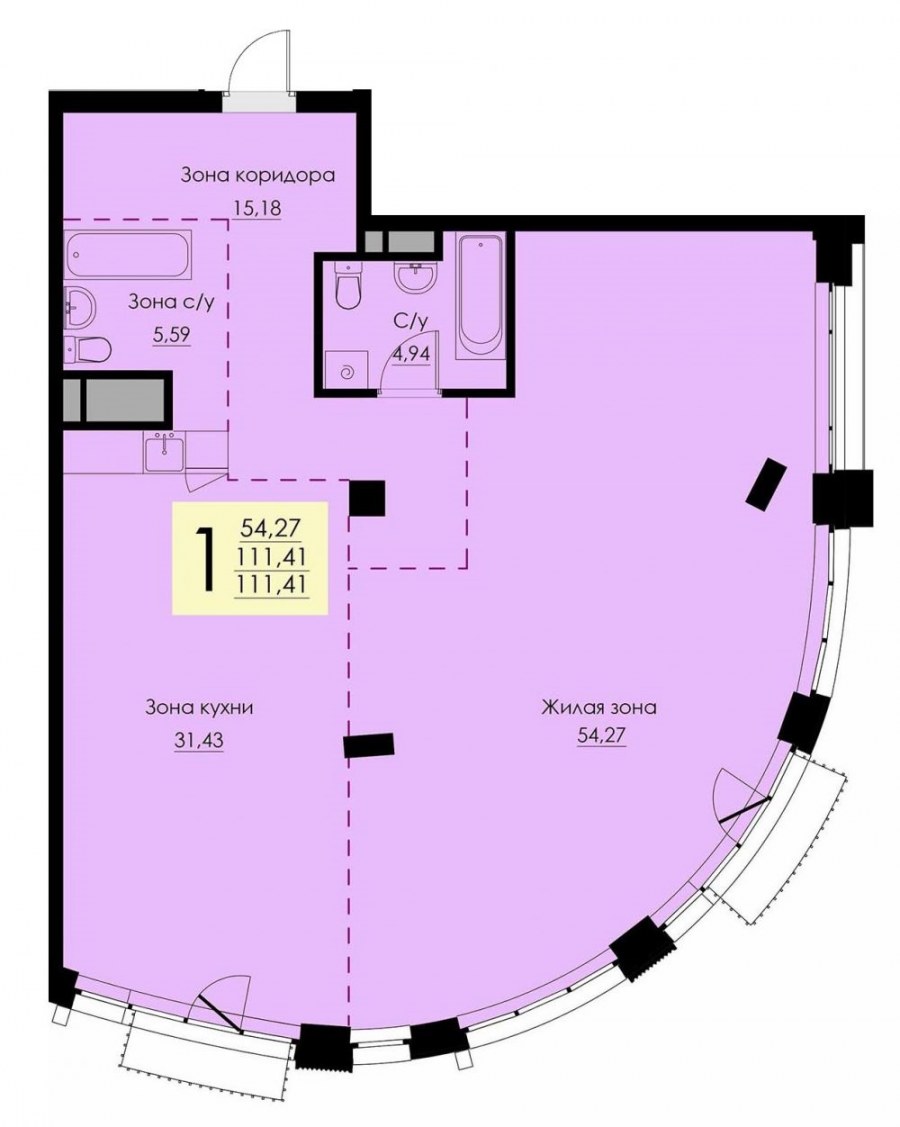 Двушка свободной планировки