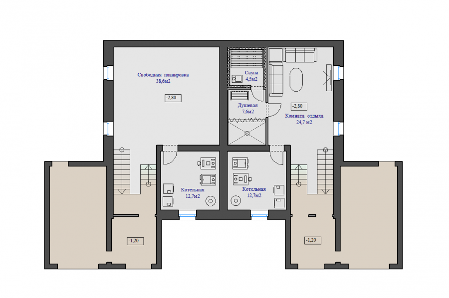 Двушка свободной планировки