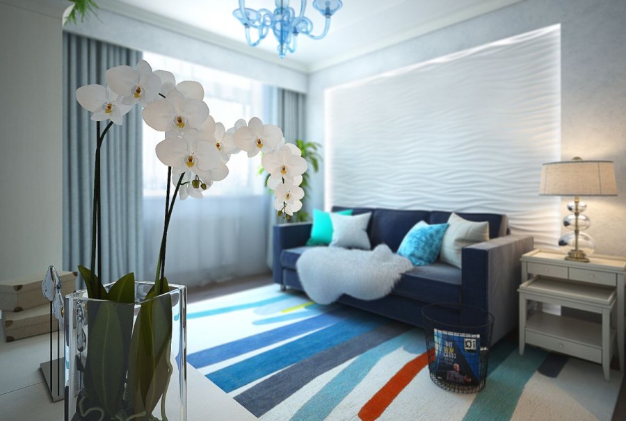 Гостиная в холодных тонах