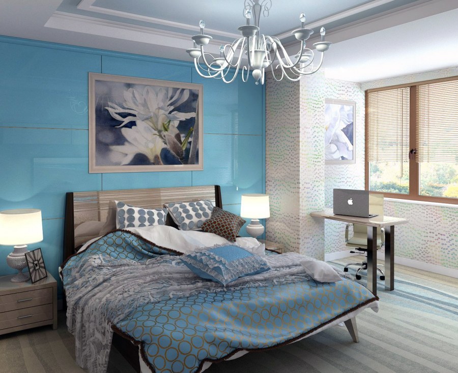 Гостиная в серо синих тонах