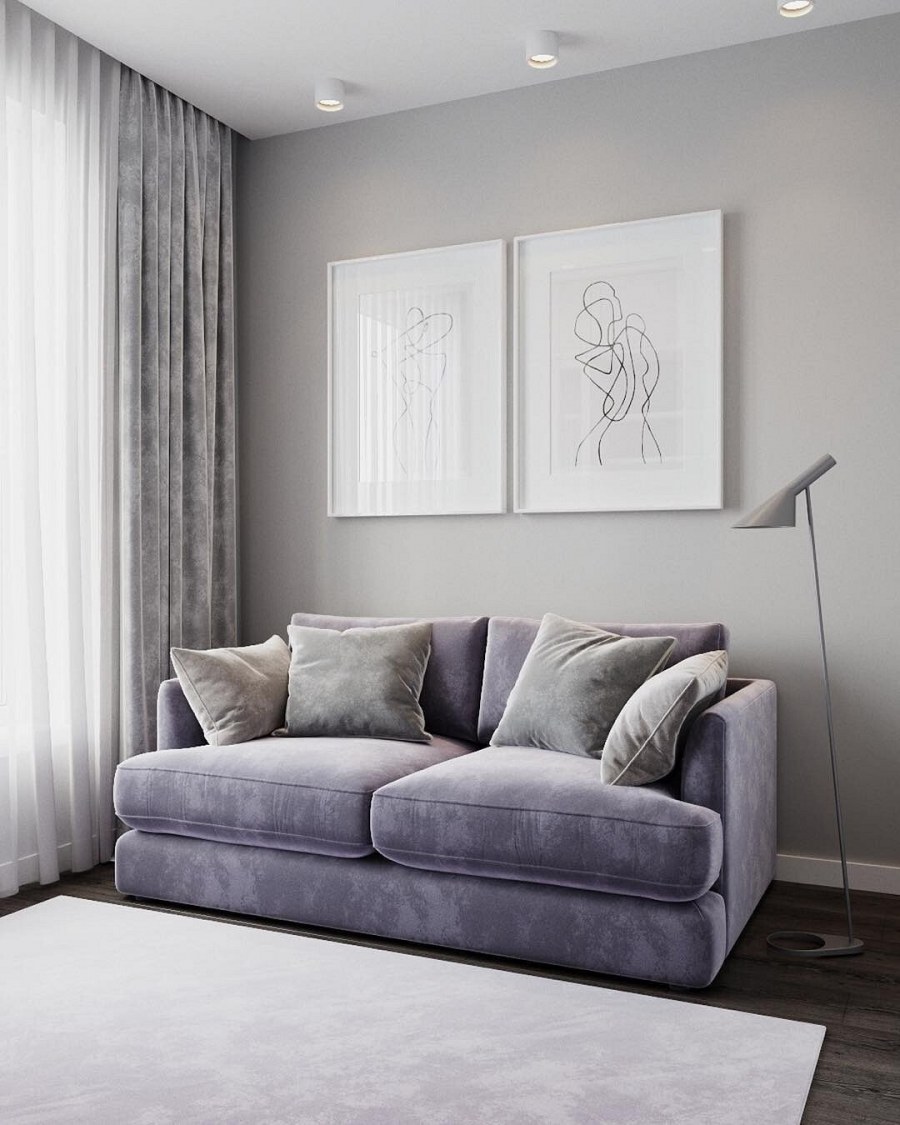 Гостиная в холодных тонах