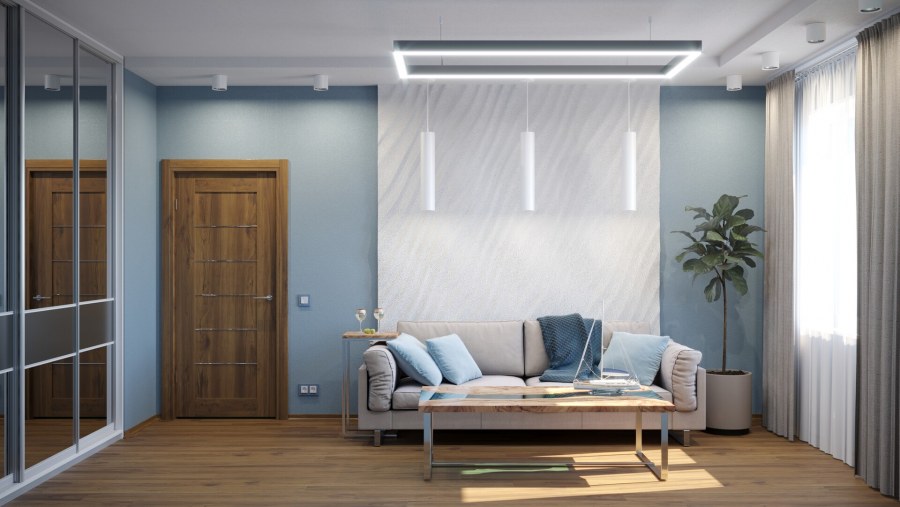 Спальня в холодных оттенках