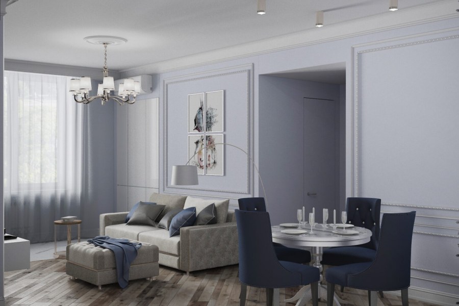 Проект комнаты с холодными тонами