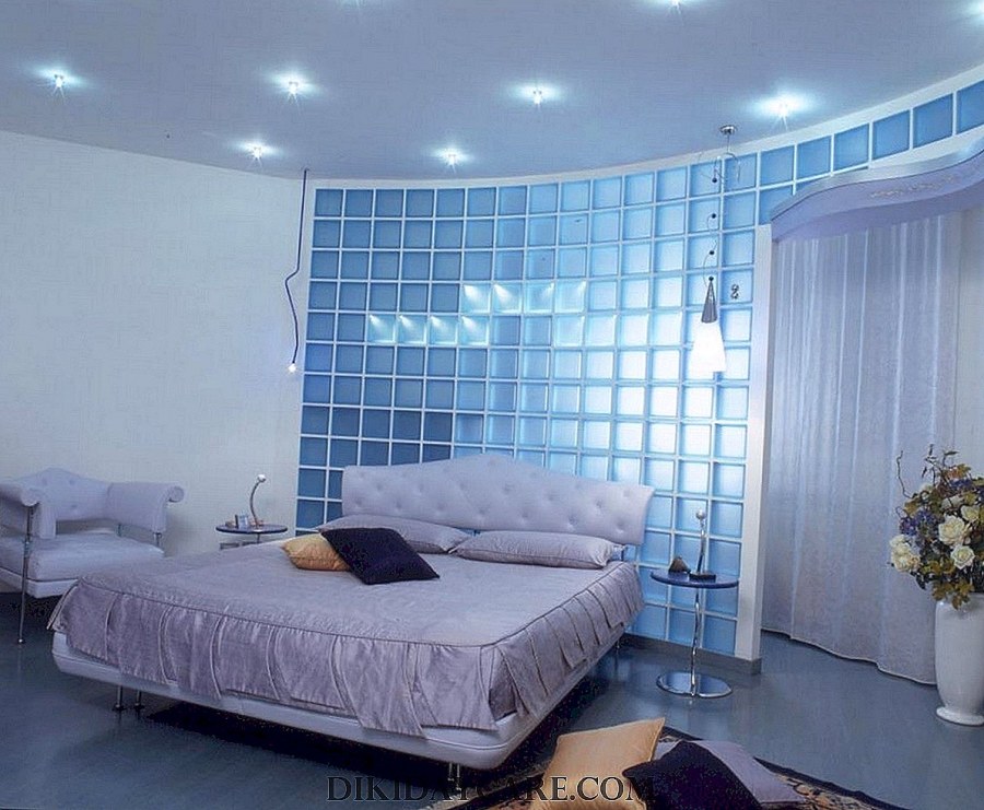 Стеклоблоки в спальне