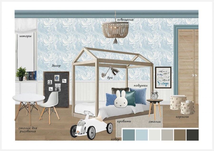 Коллаж интерьера детской