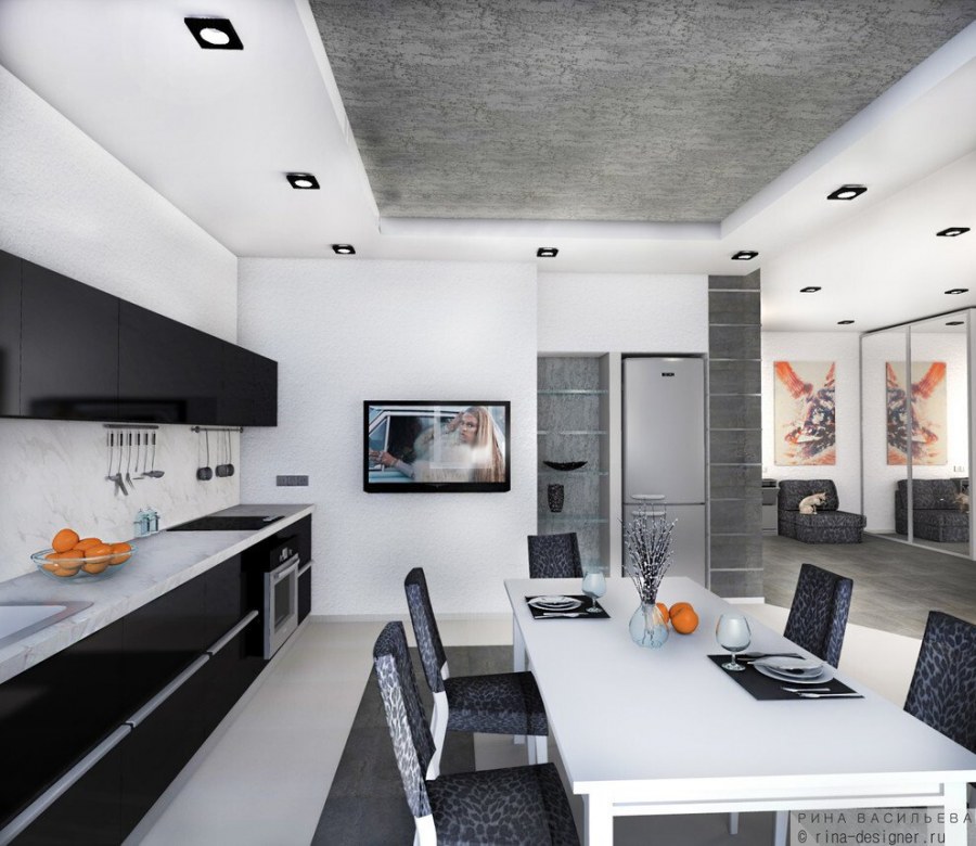 Квартира студия в серых тонах