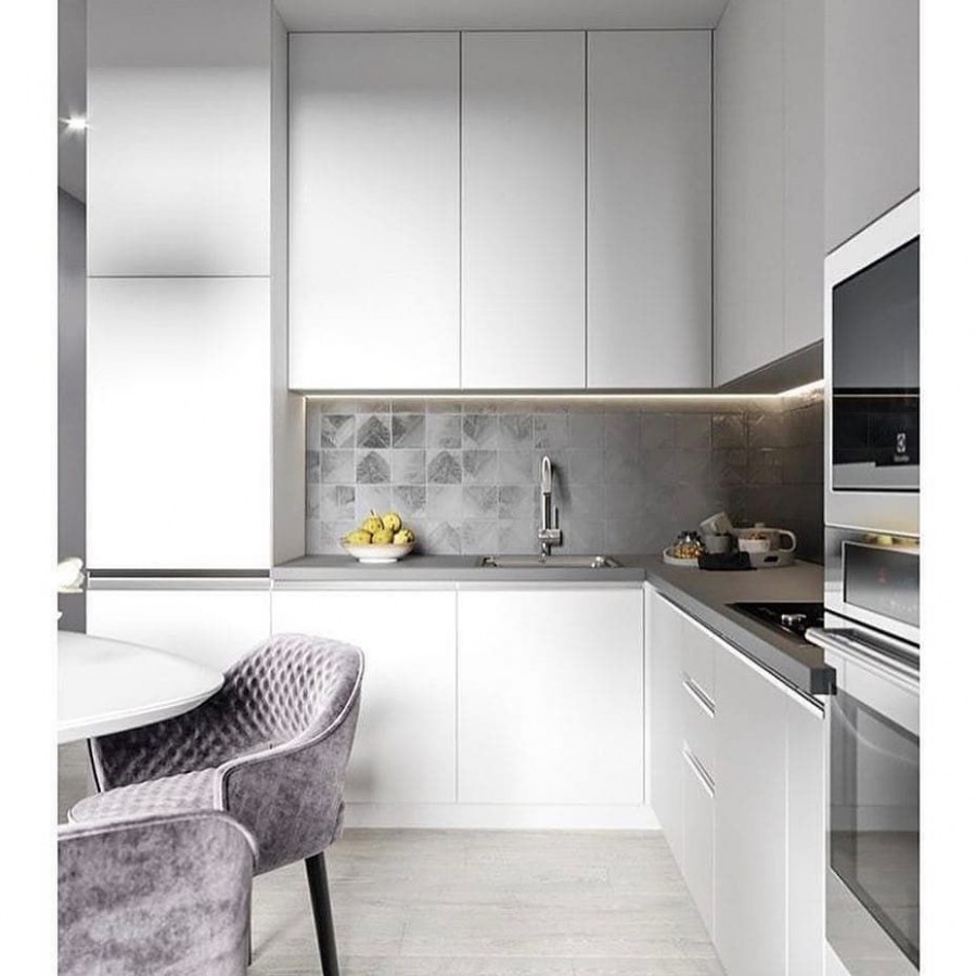 Кухня в бело сером цвете