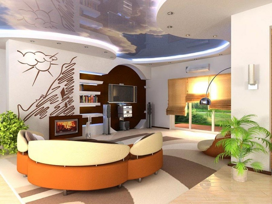 Оригинальный интерьер зала