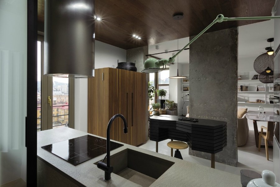 Бетон и дерево в интерьере