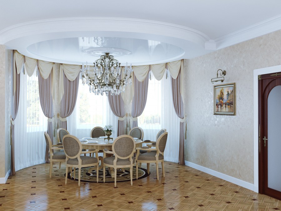 Потолок гостиная эркер