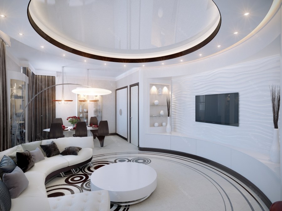 Гостиная с полукруглой стеной