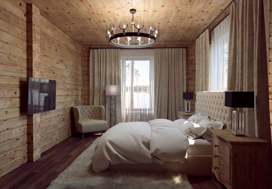 Интерьер деревянного дома из бревна