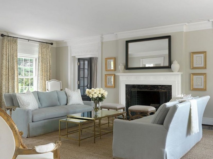 Кремовый цвет в интерьере гостиной