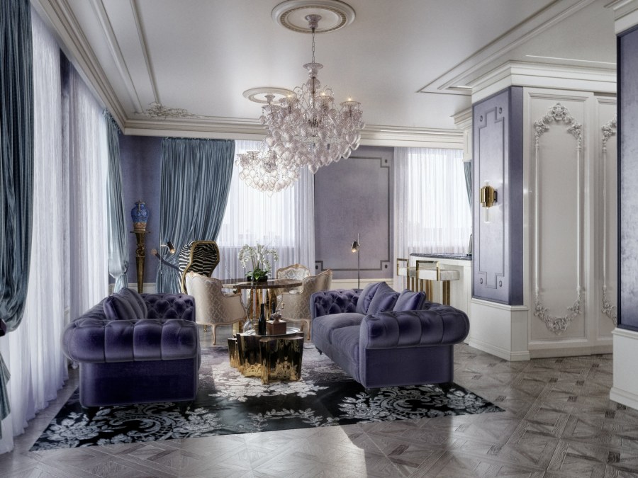 Классический интерьер в фиолетовых тонах