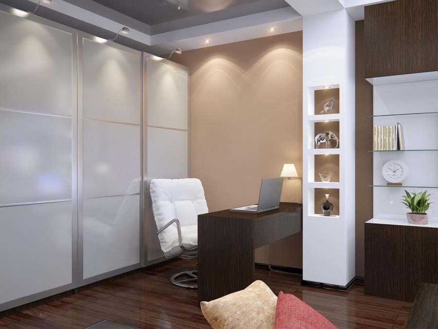 Зонирование гостиной и кабинета перегородкой