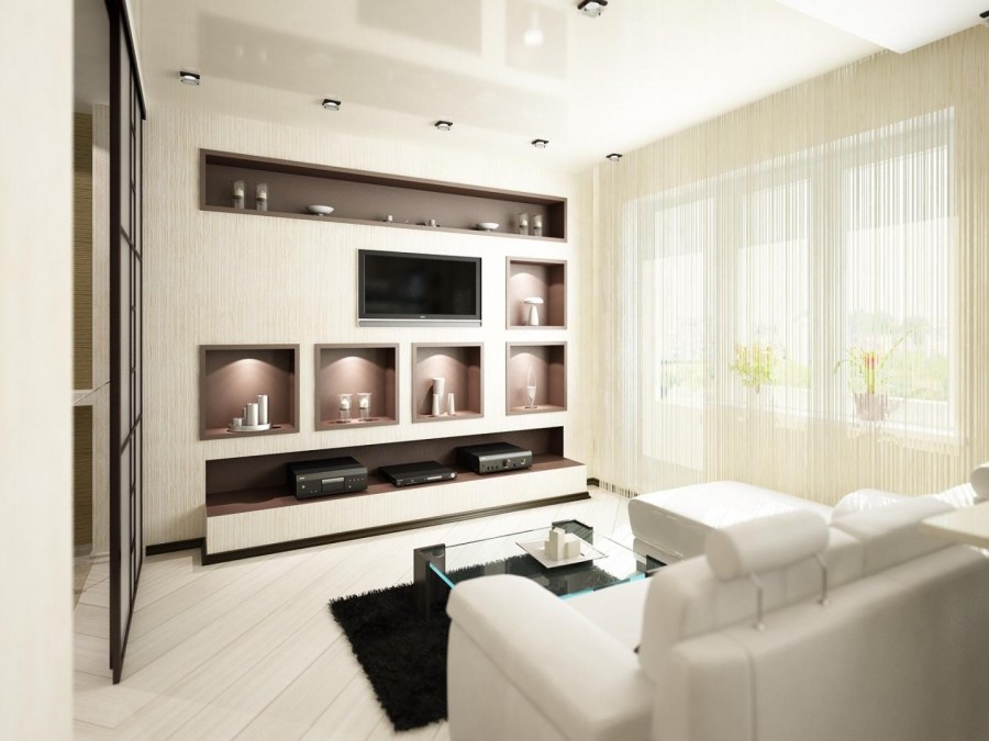 Ниши из гипсокартона в гостиной