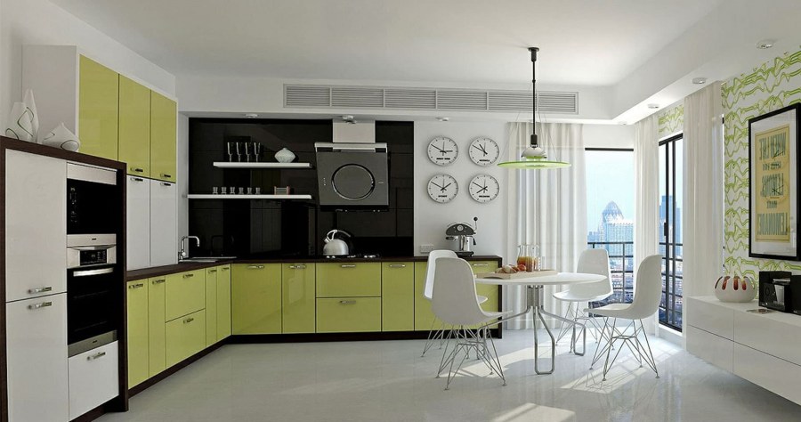 Кухни в чёрно-сиреневом цвете