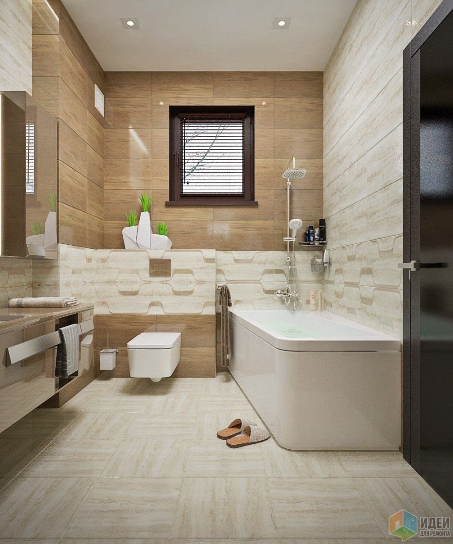 Ванные комнаты с плиткой под дерево