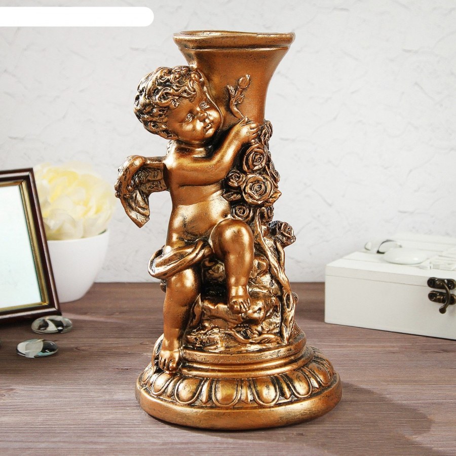Статуэтка "ангел с подсвечником" 24 см, бронзовый