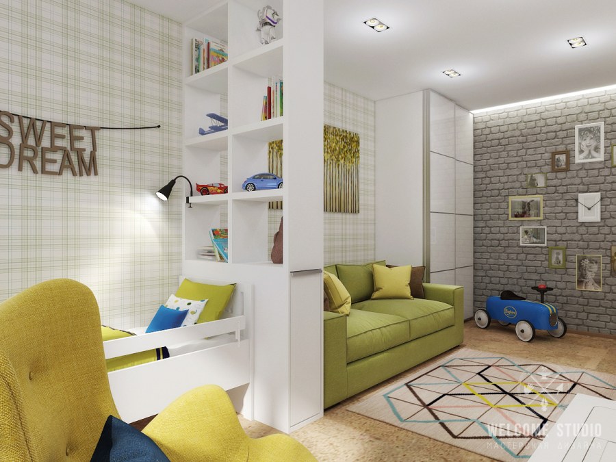 Перегородка для зонирования комнаты подростка