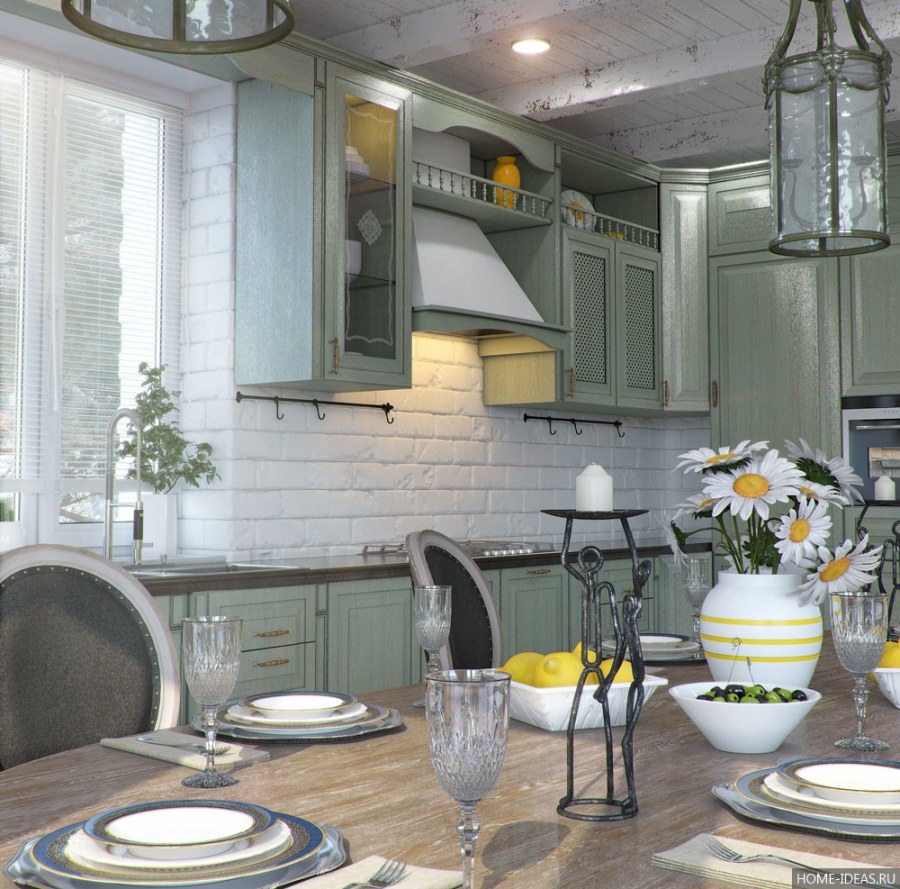 Кухня Прованс зеленая Лорен