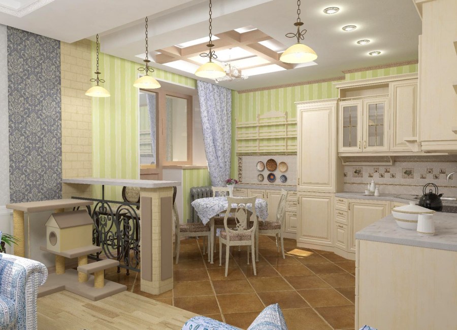 Кухня-гостиная в стиле Прованс