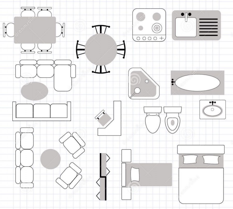 Мебель вид сверху