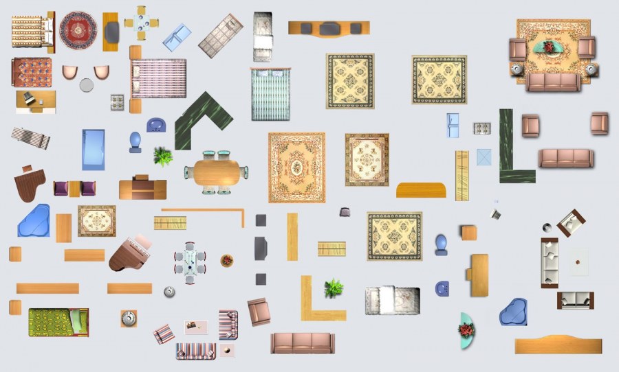 Мебель вид сверху для планировки
