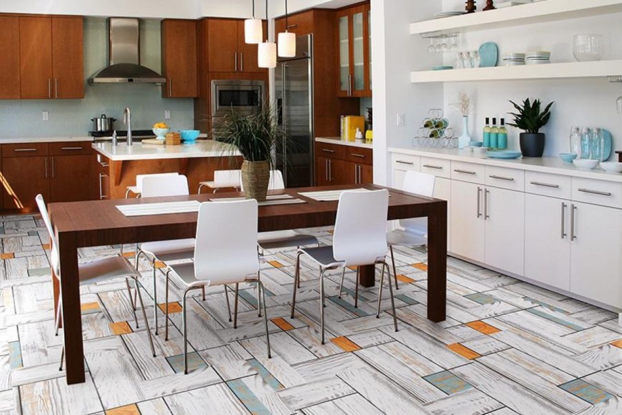 Пробковый пол в интерьере кухни