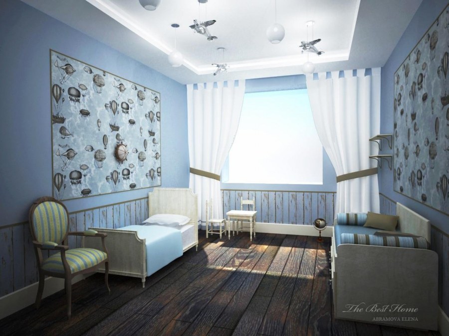 Интерьер детской комнаты в голубых тонах