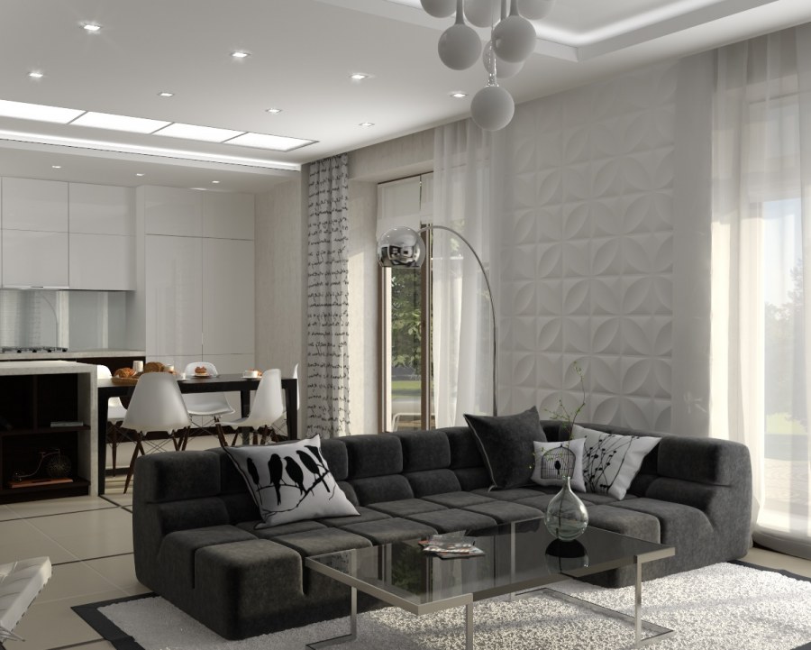 Минимализм в интерьере кухни гостиной