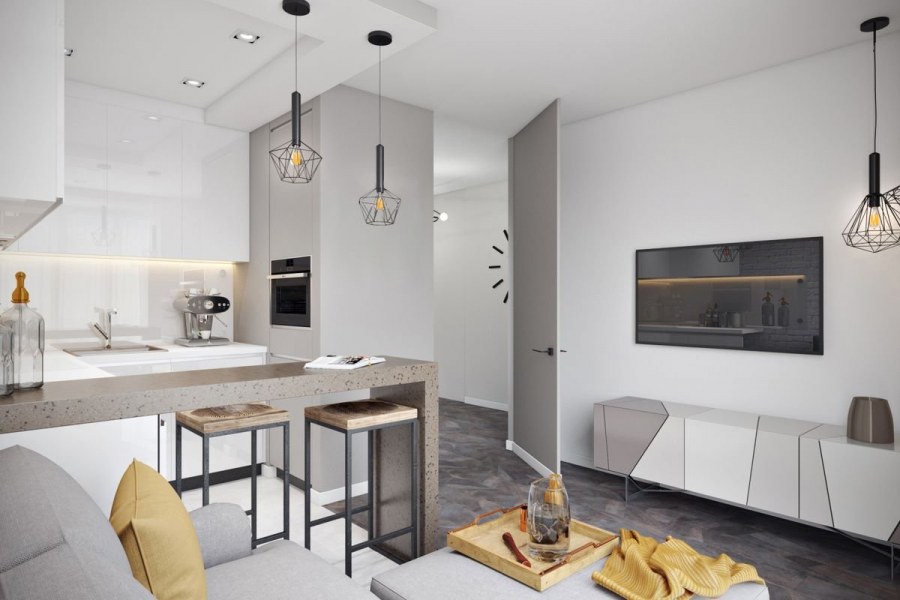 Кухни гостиные в стиле Минимализм