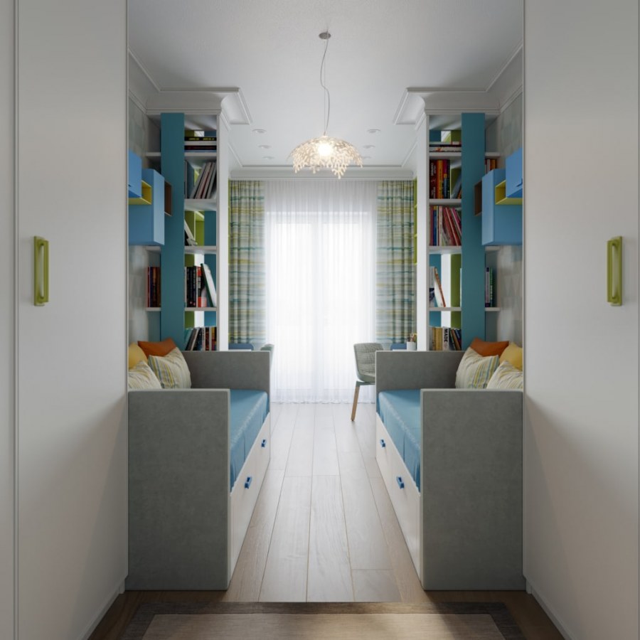 Узкая комната для двоих детей