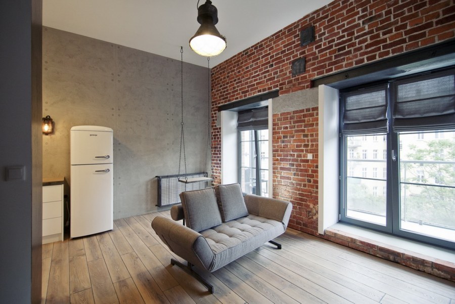 Кирпич и штукатурка в интерьере