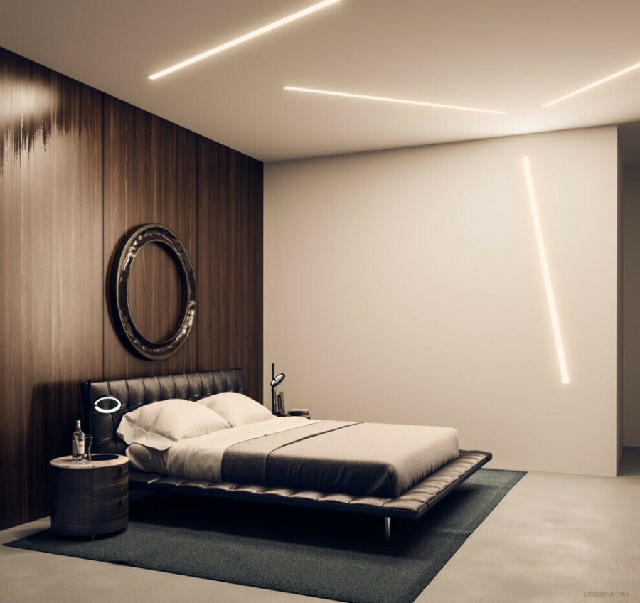 Потолок с подсветкой в спальне