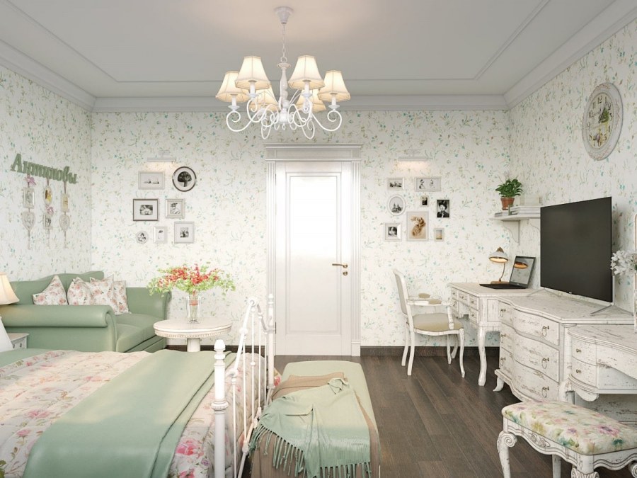 Стиль Прованс в интерьере детской комнаты лепнина