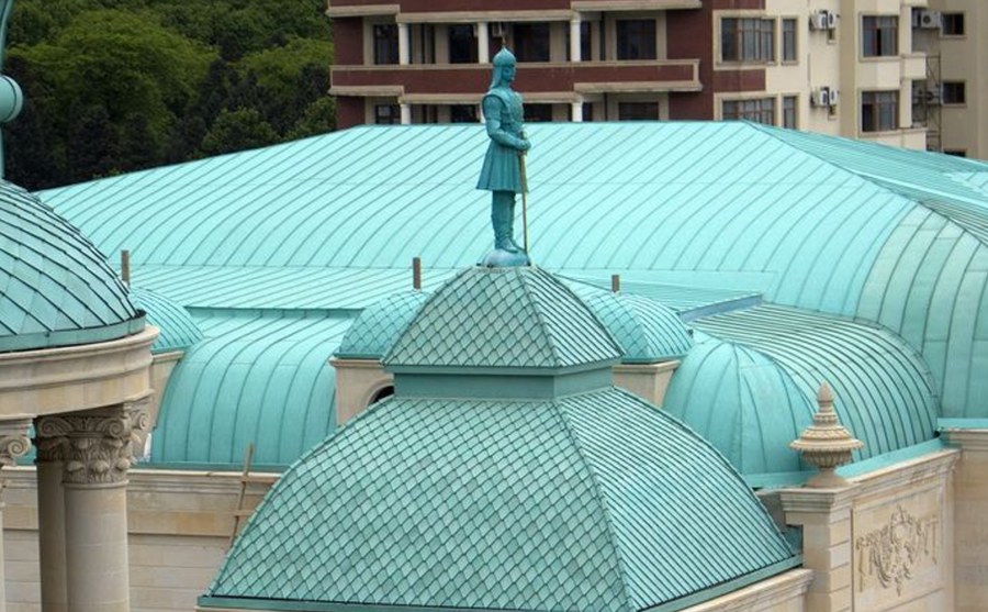 Фальцевая медная кровля патинированная