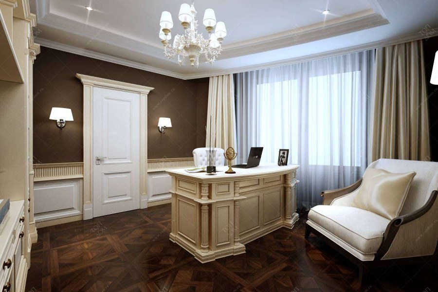 Кабинет в светлых тонах классика