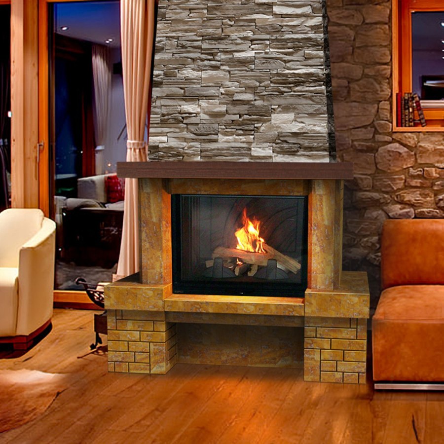 Облицовка камина искусственным камнем