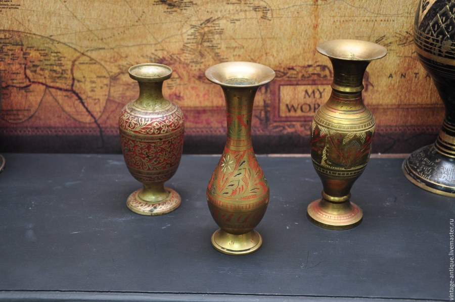 Антикварная латунь ваза Индия